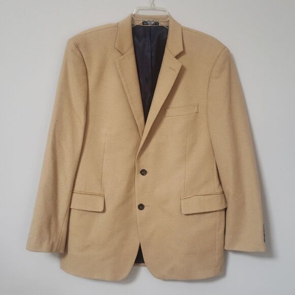 Nautica Sport Coat Men's 42R Cashmere Wool Silk Camel Tan Classic Blazer Office